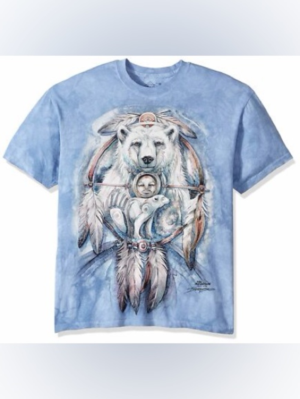 The Mountain Spirit Bear Dreamcatcher T-Shirt Size XL Blue